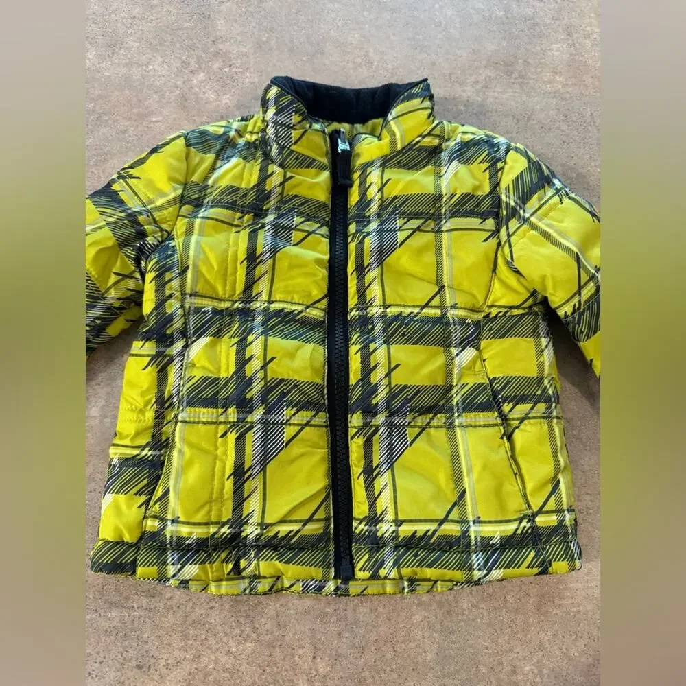 Healthtex Warm and Fun Plaid Yellow and Green Infant Puffer Jacket, Size 18M